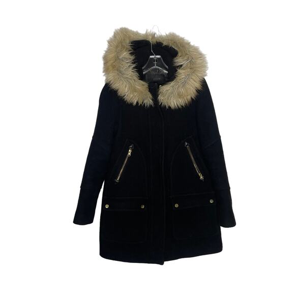 J.Crew Chateau Parka Wool Coat Italian Stadium Cloth Black Size 2 - Picture 5 of 11